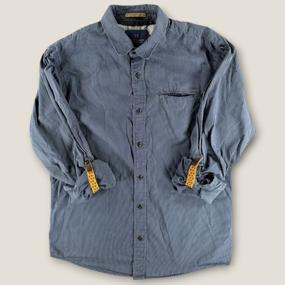 Scotch & Soda Amsterdam Couture Blue Striped‎ Button Down Shirt 19" PTP